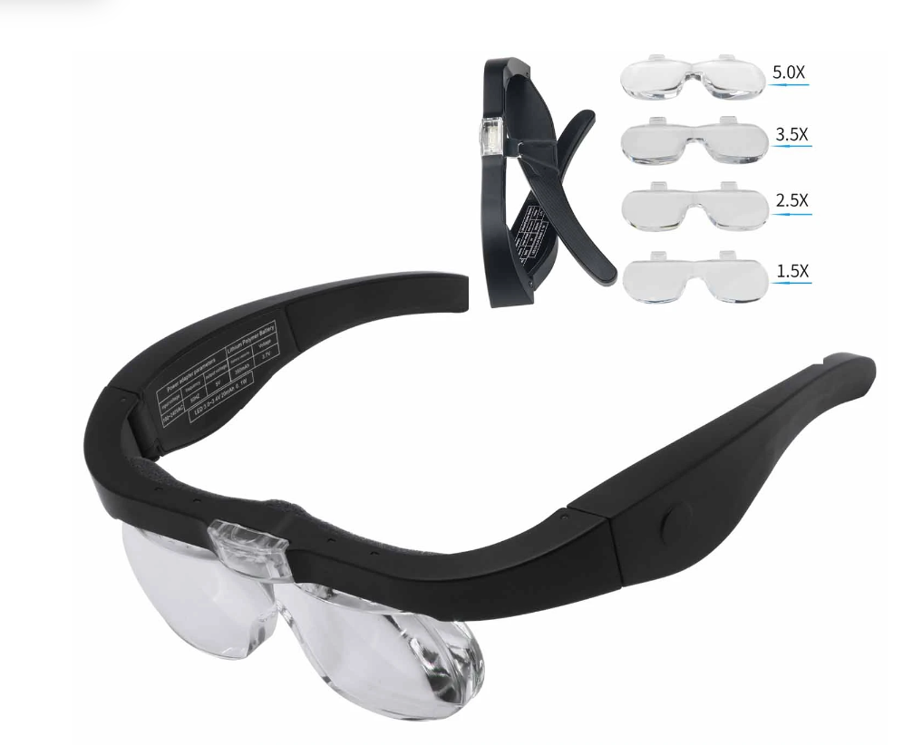  Libiyi Led Glasses Magnifier, Keilani Led Glasses Magnifier,  Adjustable Headband Magnifying Glass with Led Light, Jewelers Glasses-2pcs  : Health & Household